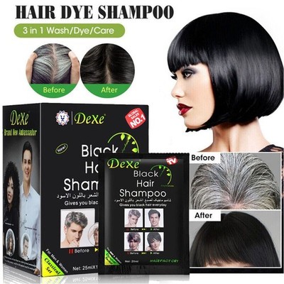 10x25ml DEXE Black Hair Shampoo Natural Instant 5-Min Hair Color Dye for Unisex