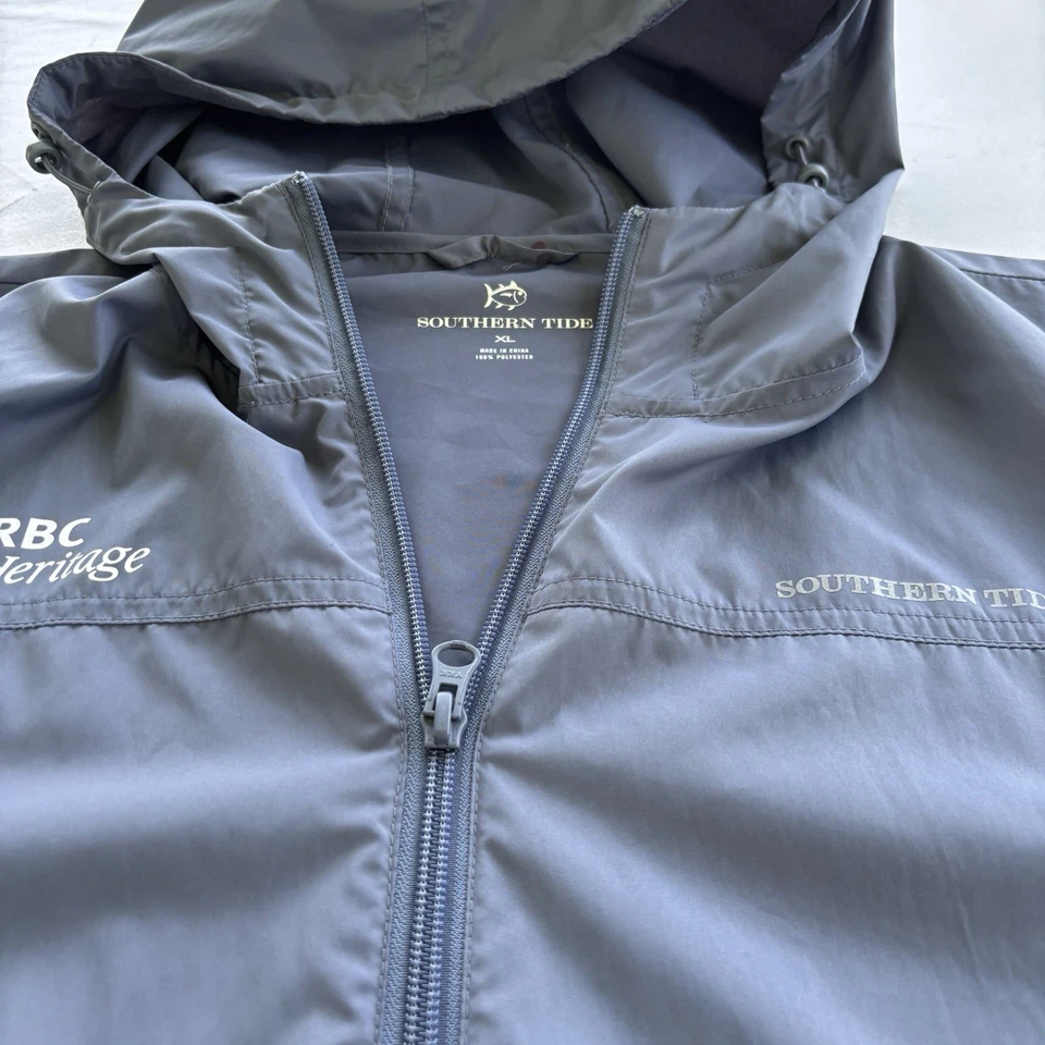 Chaqueta de golf Southern Tide RBC Heritage Boeing con capucha gris ligera para hombre M como nueva Foto 4 de 4
