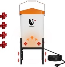 Heated Chicken Waterer, 3.2 Gallon Chickens Poultry Waterer with Nipples, Hei...