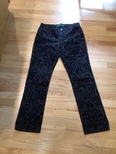 Ralph Lauren LRL Women s Black Velvet Jacquard Straight Leg Pant 8