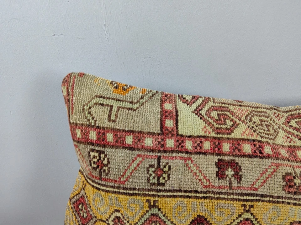 12x48 Turkish Kilim Pillow Cover - Long Lumbar Throw - Vintage Boho Cushion - Image 3 of 4
