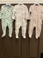 3 Infant Baby One Piece Full Zip Sleep Play Neutral Unisex Outfit 3-6 M Sleeper