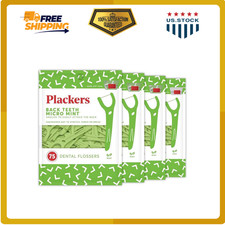 Plackers Back Teeth Micro Mint Dental Flossers Mint Flavor 75Ct Pack of 4