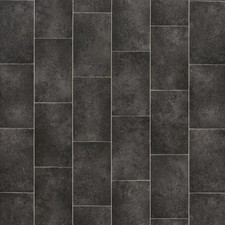 Black Vinyl Flooring Roll Stone Tile Effect Lino Flooring Bathroom Kitchen 2m 3m