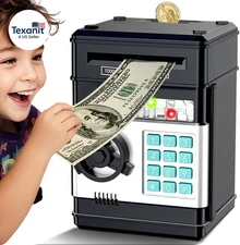Electronic Piggy Bank for Kids Ages 5-12, Password Lock ATM Safe Bank with Auto 