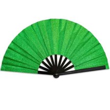 Green Glitter XL Hand Fan Boots on the Ground Line Dance Festival Rave