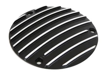 Finned Derby Cover Black Harley Cone Shovel Evolution Evo Softail FXR Touring