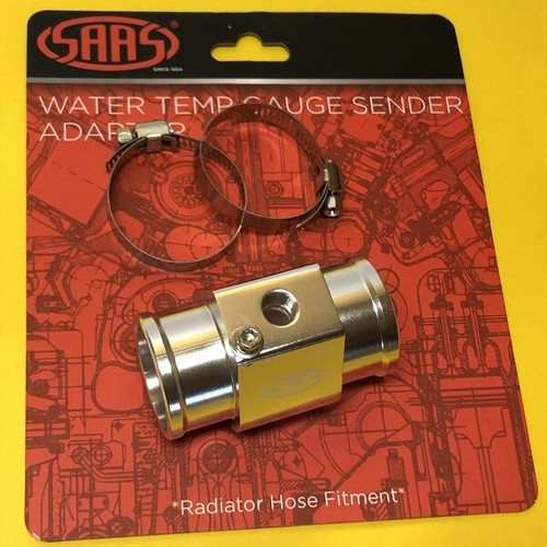 38mm Radiator hose 1/8" temperature gauge sensor adapter SAAS Silver