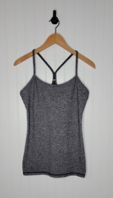 Lululemon Power Y Racerback Tank Top Women's Size 10 Heather Gray /Black