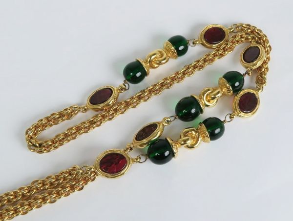CHANEL Gripoa Color Stone Necklace Made in France Vintage Ladies 