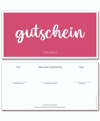 Frank Paperman® | Gutschein für Kunden | Magenta | 5/60/120 Stück | DIN lang