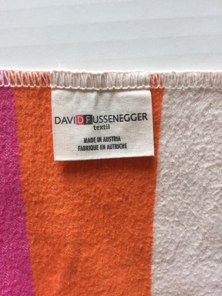 Manta bebé franela David Fussenegger recepción naranja rosa oso conejito  Foto 3 de 4