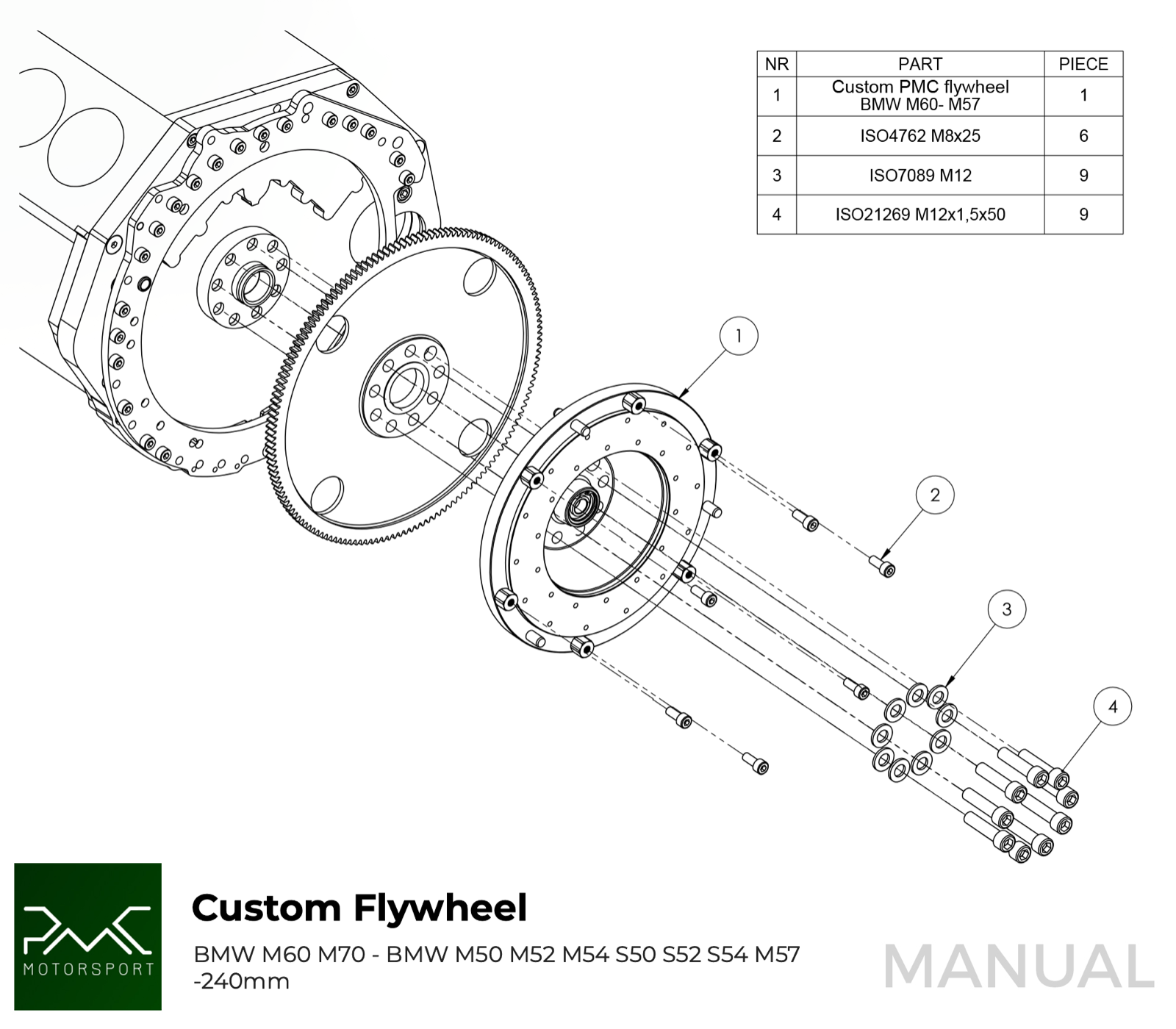 PMC Custom Lightweight flywheel BMW M60 M62 BMW M50 M52 M54 M57 S50 S52 S54 eBay