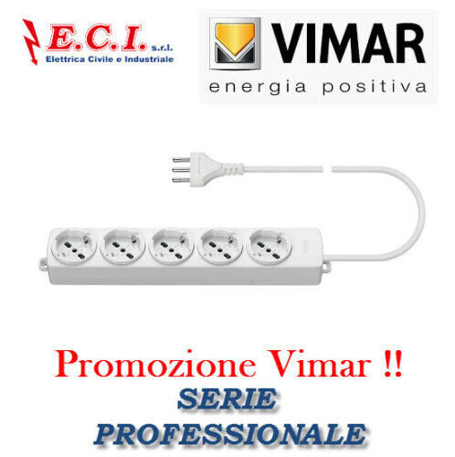 VIMAR 01294.CC.B MULTIPRESA CIABATTA UNIVERSALE 5 POSTI + CAVO PROFESSIONALE - Foto 1 di 1