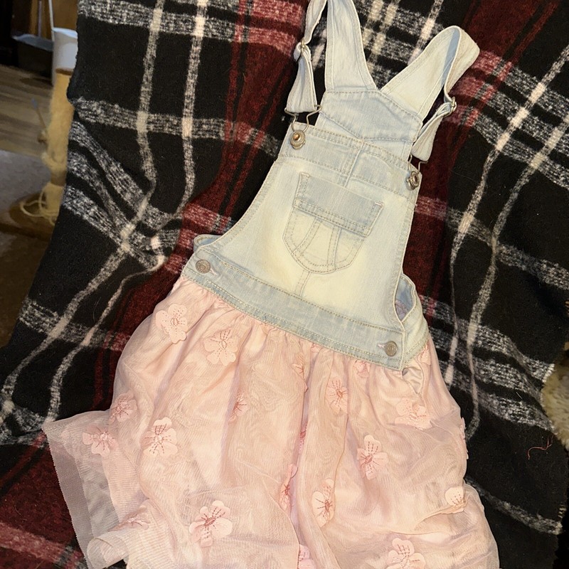 JORDACHE DENIM AND LACE SKIRT BIB DRESS SZ 4-5 XS