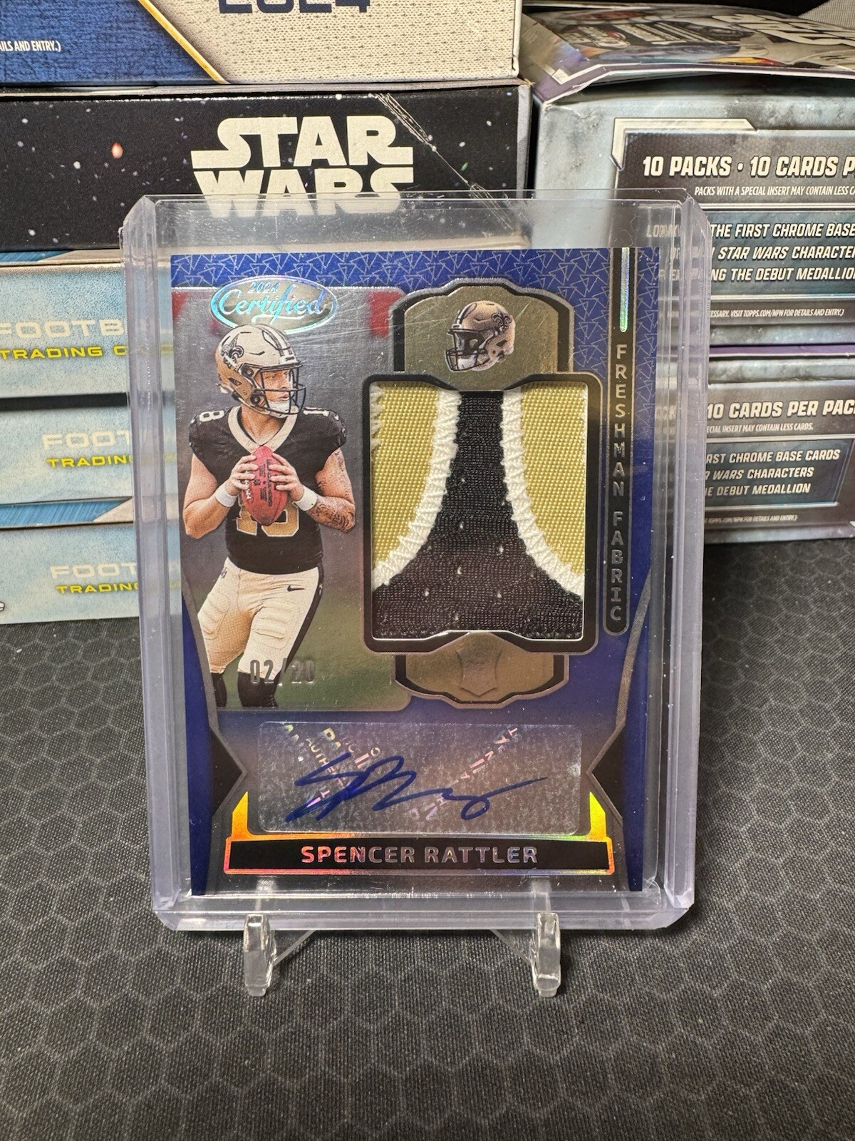 Spencer Rattler 2024 Panini Certified Blue Freshman Fabric Rookie Patch Auto /20