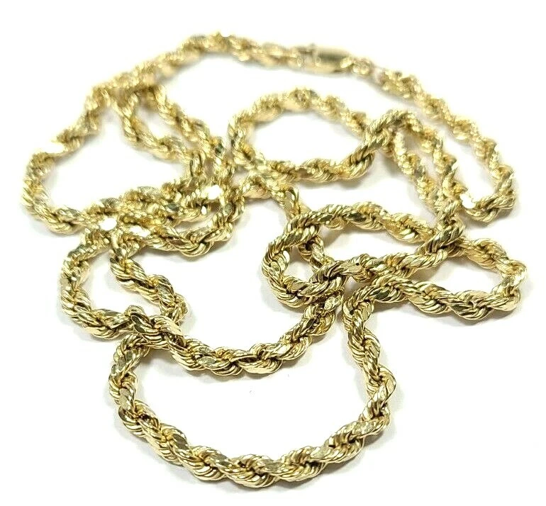 CX 10k Yellow Gold Hollow Lightweight Rope Chain Necklace 20 Inches