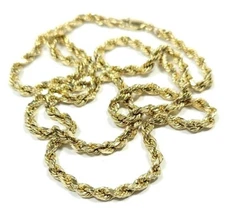 CX 10k Yellow Gold Hollow Lightweight Rope Chain Necklace 20 Inches 