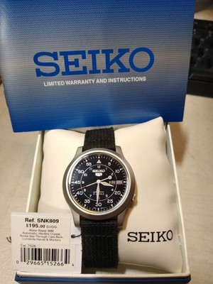 seiko 5 sport automatic black canvas men's watch
