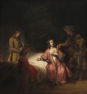 Joseph Accused by Pontiphar's wife-Rembrandt as Giclee Art Print Paper or Canvas