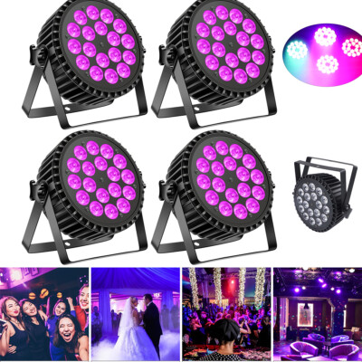 4PCS Stage 18LED Par Light RGB + UV Wash Lighting DMX Disco Party Show DJ Light