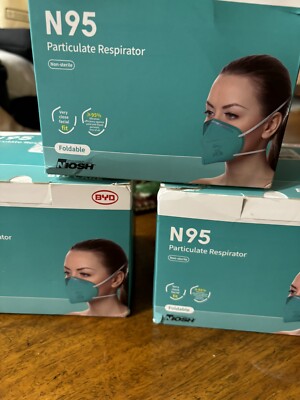 3 box BYD Genuine N95 Foldable Particulate Respirator Face Mask NIOSH 20-Count