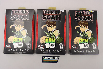Lot of 3 NOS HyperScan Cartoon Network Ben 10 Game Packs Video Game Discs, Cards
