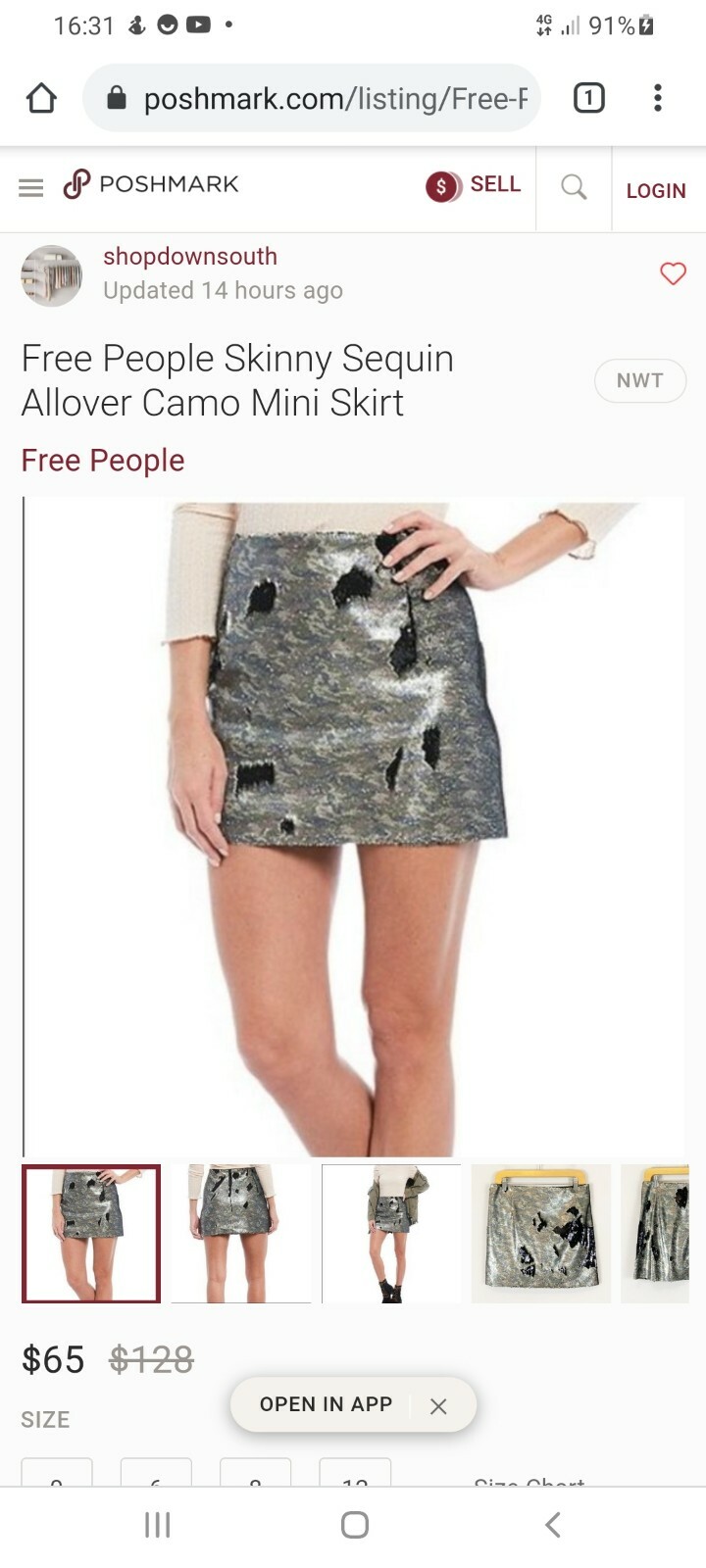 Free People Skinny Sequin Mini Skirt In Camouflage Size 4 Us rrp $128