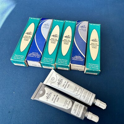 6 Tubes Artex Roll-On Decorator Paint  Plus 12 Tips NIB
