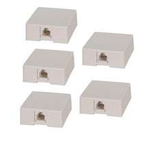 5pc RJ11 6P4C Telephone / Phone Line White Modular Surface Mount Box