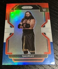 2022 Panini Prizm WWE Saurav Red White & Blue Prizm