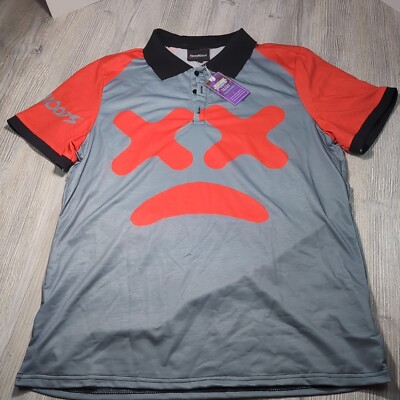 Fresh Hoods 'What's Up' Golf Shirt By Eli Revzin Size 2XL - NWT Black Gray Red