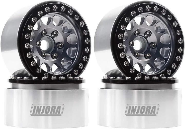 Lightweight 1.9-Inch Aluminum Beadlock Rims for Axial II RC Crawler - Black&Gray - Image 3 of 4