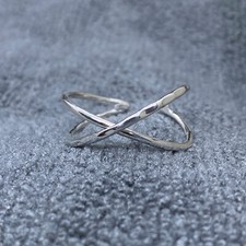 925 Sterling Silver Criss Cross Crossover Adjustable Minimalist Stackable Ring
