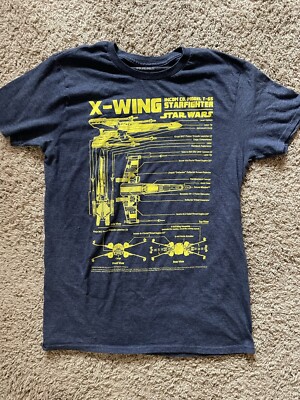 Star Wars T-Shirt Mens Size M Gray Yellow X-WING Model T-65 STARFIGHTER