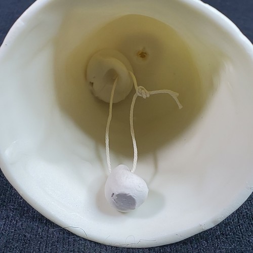 Hand Ringing Bell Cherub Baby Angel Beige 5” Tall Collectible Ceramic - Picture 8 of 10
