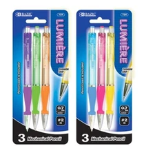 BAZIC Lumiere 0.7 mm Mechanical Pencil w/ Grip (3/Pack)