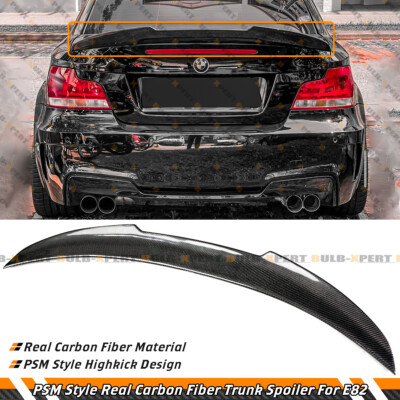 For BMW E82 Real Carbon Fiber Trunk Spoiler PSM Style 125i 135i 1M 2007-2013
