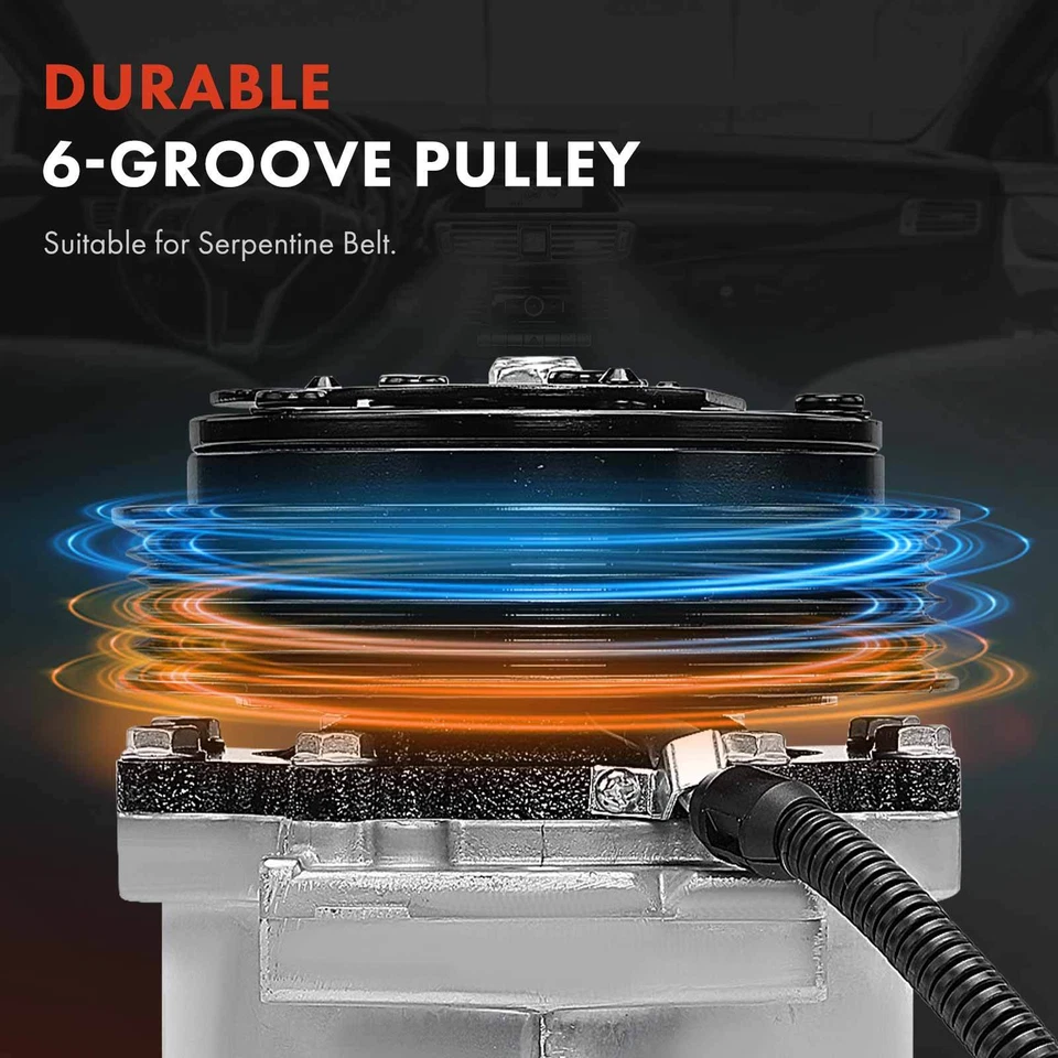 Compresor de aire acondicionado con polea de 6 ranuras para Freightliner B2 2008-2018 ABPN83304532 Foto 4 de 4