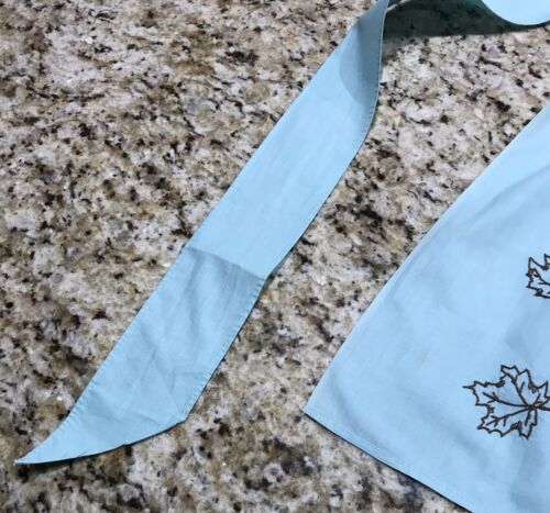 Vintage Embroidered Half Apron Cotton, Aqua - Picture 3 of 6
