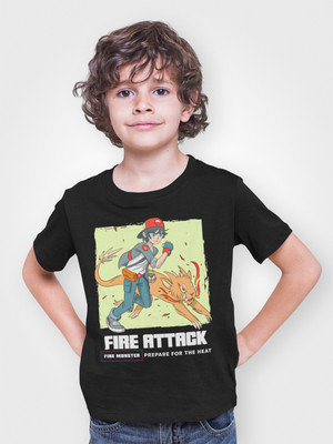 Pokemon Fire Dog Pikachu Pika Bio Kinder T-Shirt Jungen Comic Shirt Kids Anime 
