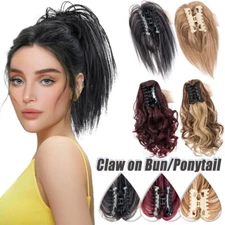 USP Short Claw Ponytail Bendable Clip in Hair Extensions as Human Straight Curly