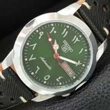 SEIKO 5 AUTOMATIC VINTAGE REFURBISHED JAPAN MENS GREEN DIAL WATCH a446639-1