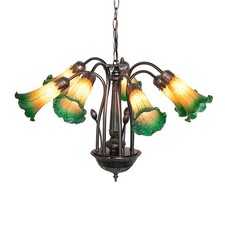 Meyda 24W Amber/Green Pond Lily Tiffany Pond ...