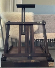 Wood Travel Artists Paint Box W/ Pop-Up Folding Easel Stand Portable Carry Case