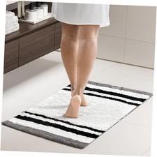 Bathroom Rugs Mat Non-Slip Extra Soft Absorbent Bath 20" x 31.5" White  Black