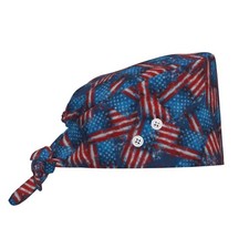 4th of July Working Cap Adjustable Scrub Cap with Button Sweatband Unisex Tie...