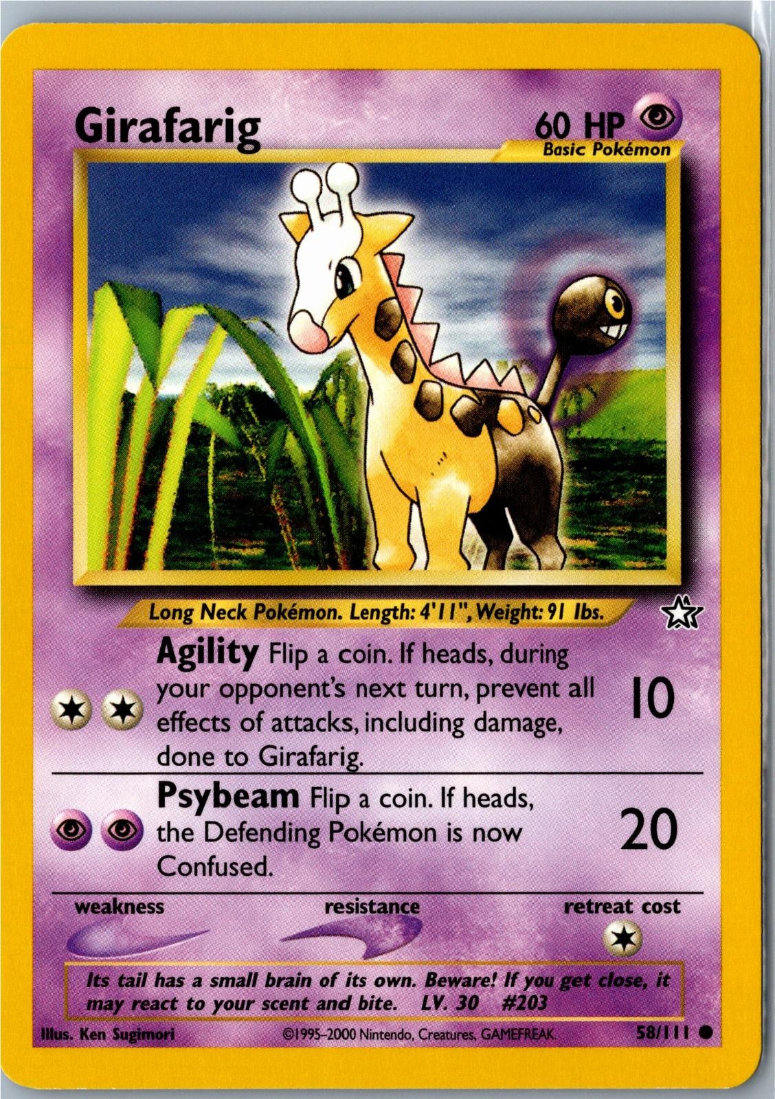 Girafarig Neo Genesis 58/111 Common Unlimited MP - Vintage Pokemon Card