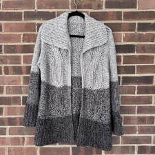 Open front Knit cardigan Wool Blend Color Block Women s Medium Regular