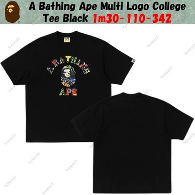 A Bathing Ape Multi Logo College Tee Black 1m30-110-342